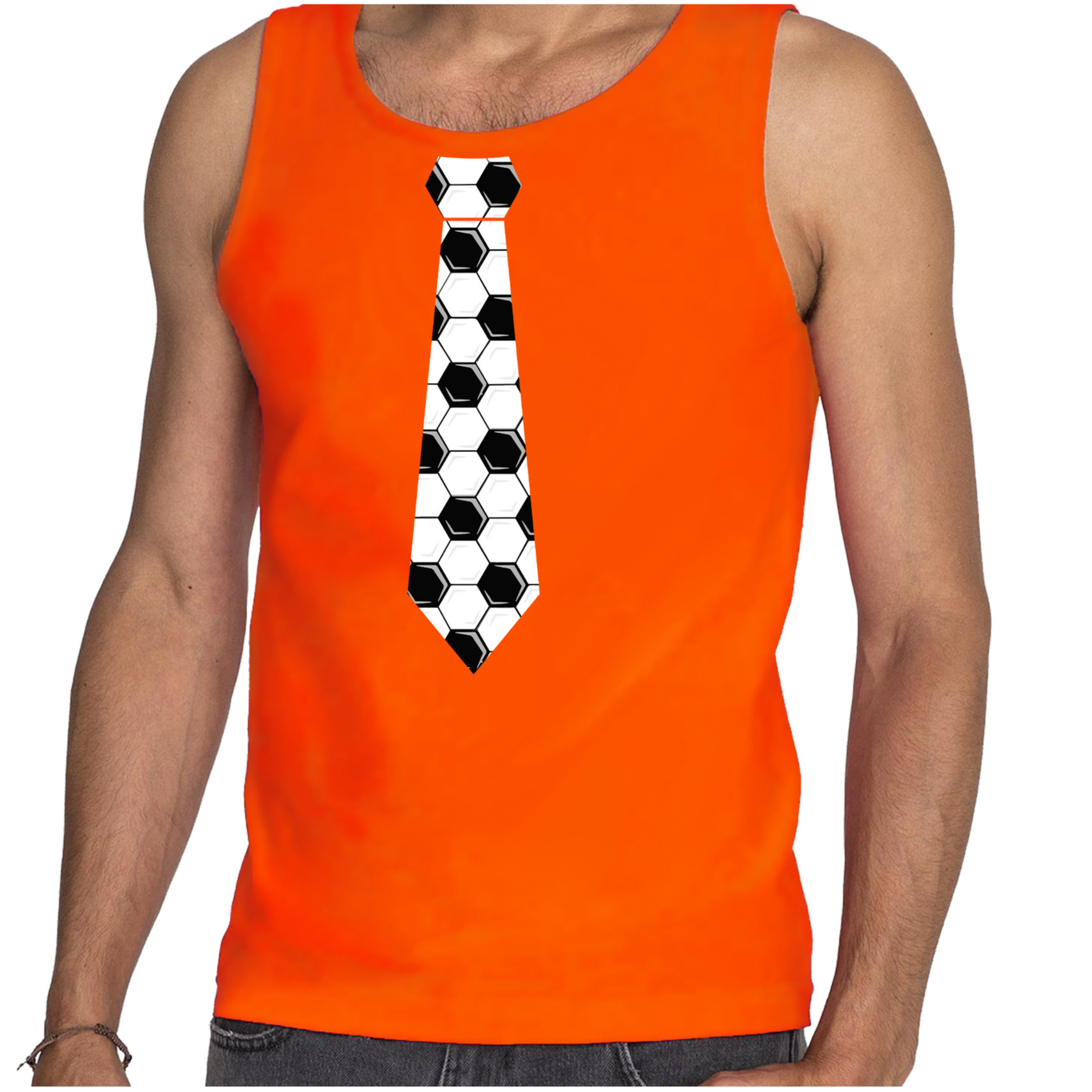 Tanktop voetbal stropdas Holland-Nederland supporter EK- WK oranje voor heren