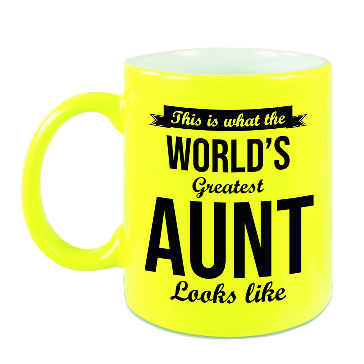 Tante cadeau mok-beker neon geel This is what the Worlds Greatest Aunt looks like