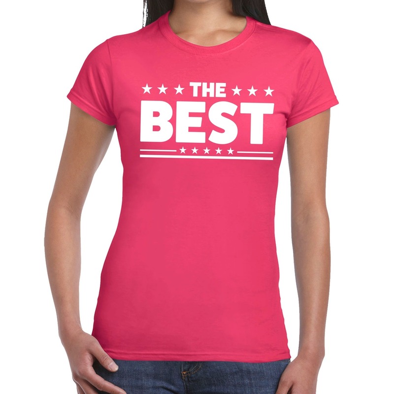 The Best tekst t-shirt roze dames