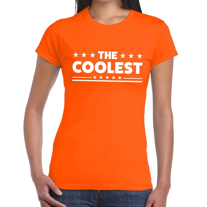 The Coolest tekst t-shirt oranje dames
