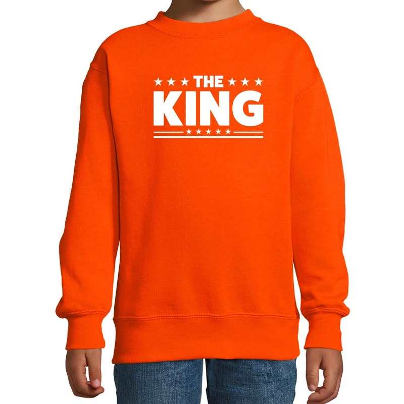 The King tekst sweater oranje kids