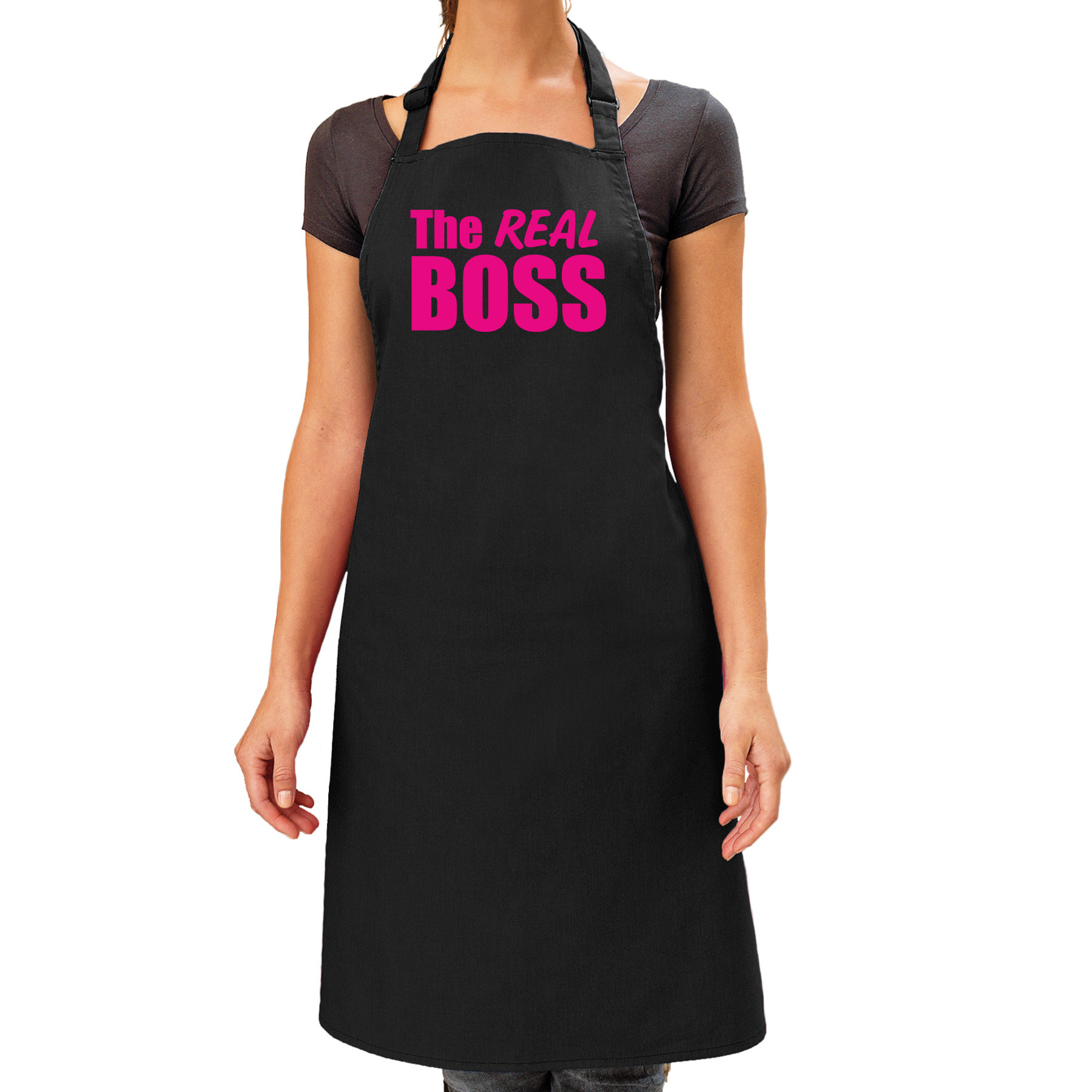 The real boss cadeau schort zwart-roze dames