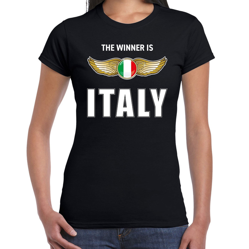 The winner is Italy-Italie t-shirt zwart voor dames