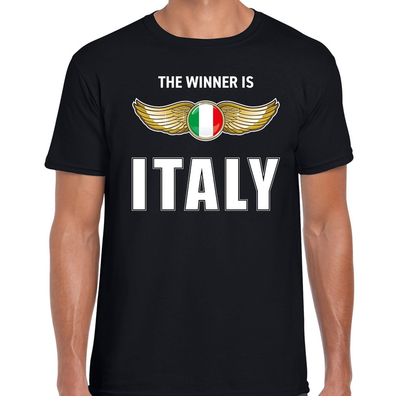 The winner is Italy-Italie t-shirt zwart voor heren
