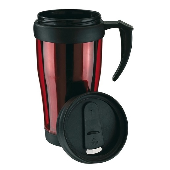 Thermo koffiebeker rood-zwart 400 ml