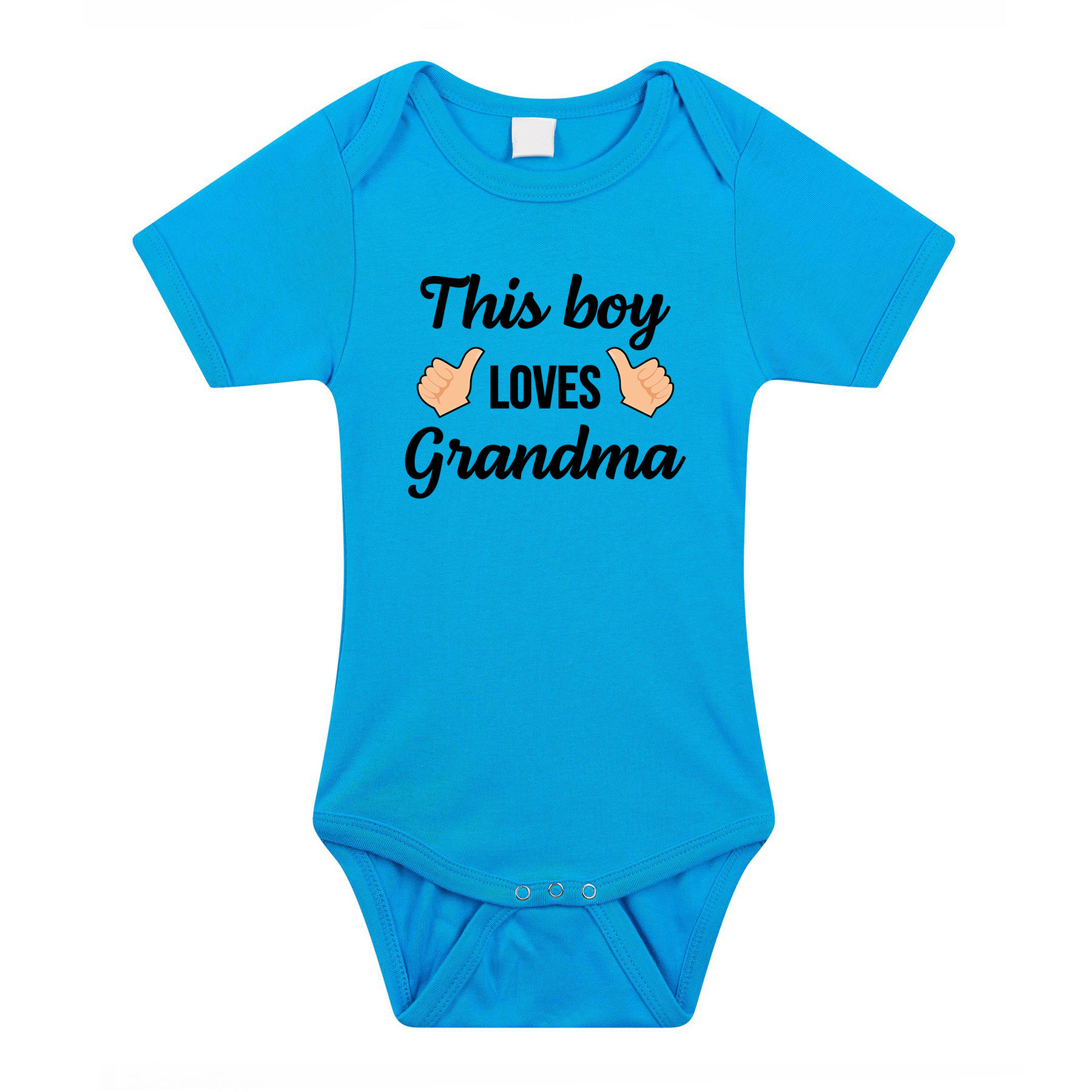 This boy loves grandma cadeau baby rompertje blauw jongens