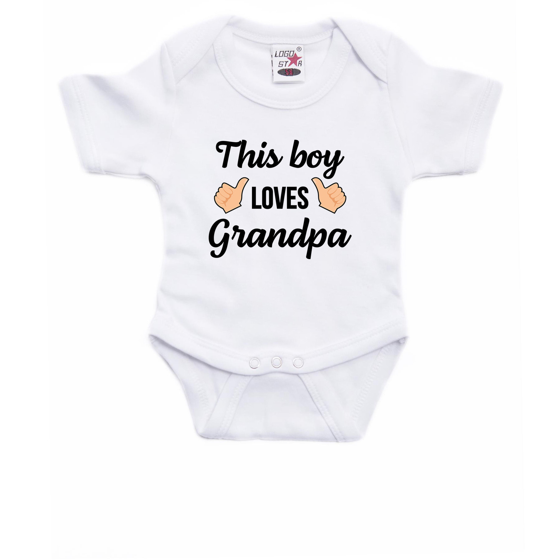 This boy loves grandpa cadeau baby rompertje wit jongens