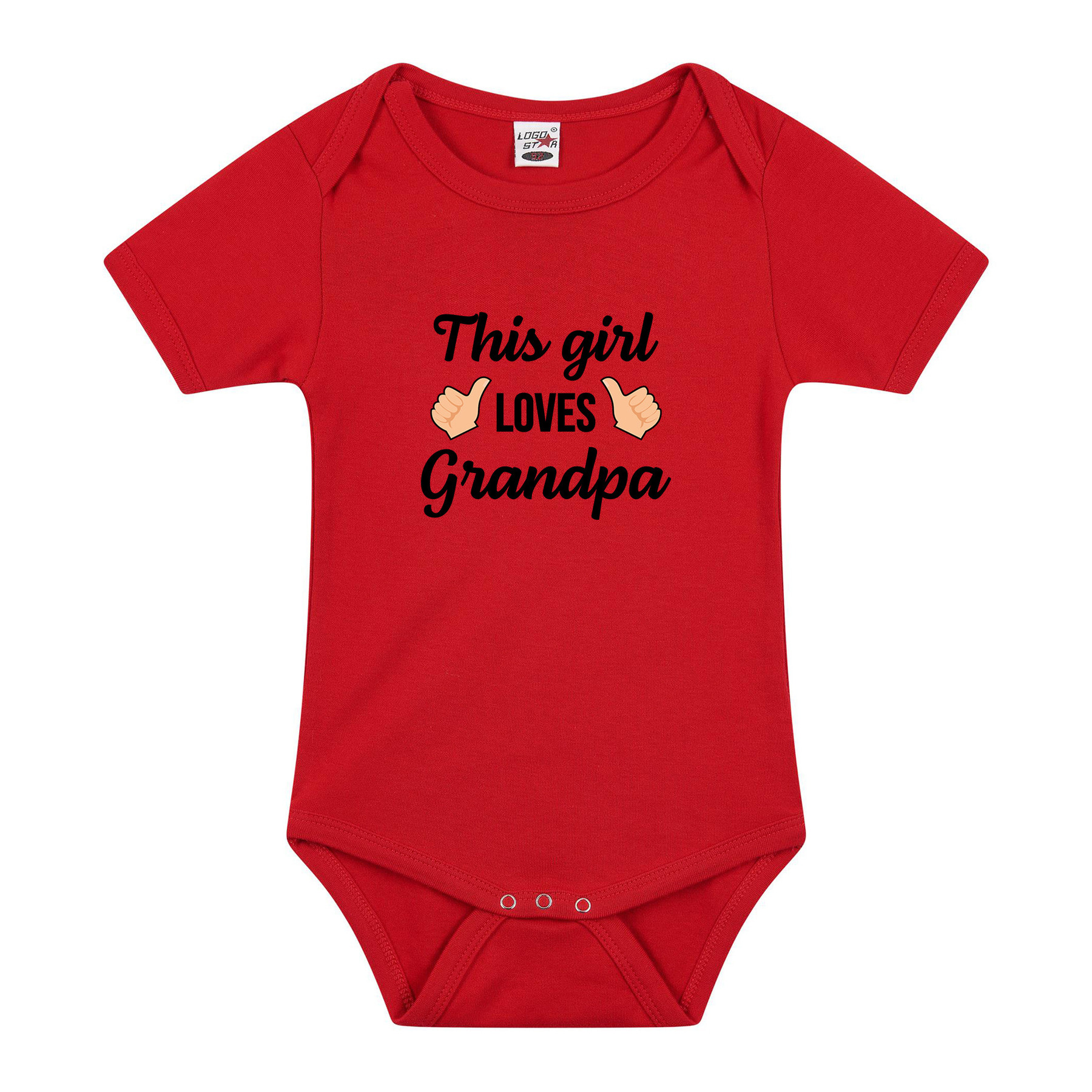 This girl loves grandpa cadeau baby rompertje rood meisjes