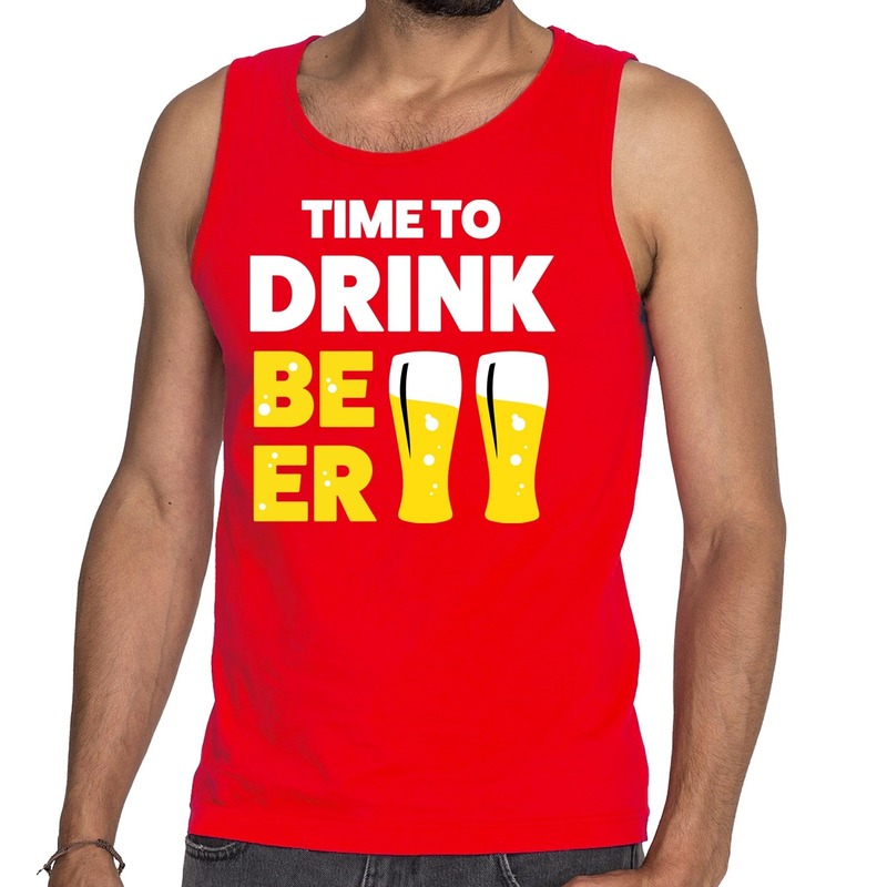 Time to drink Beer tekst tanktop-mouwloos shirt rood