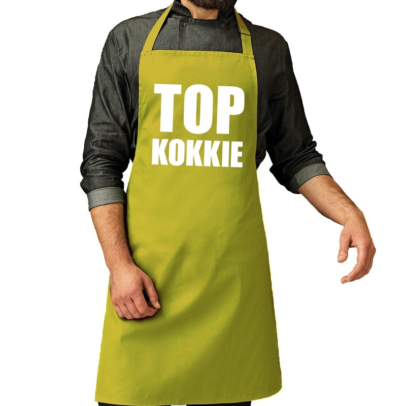 Top kokkie barbeque schort-keukenschort lime groen heren