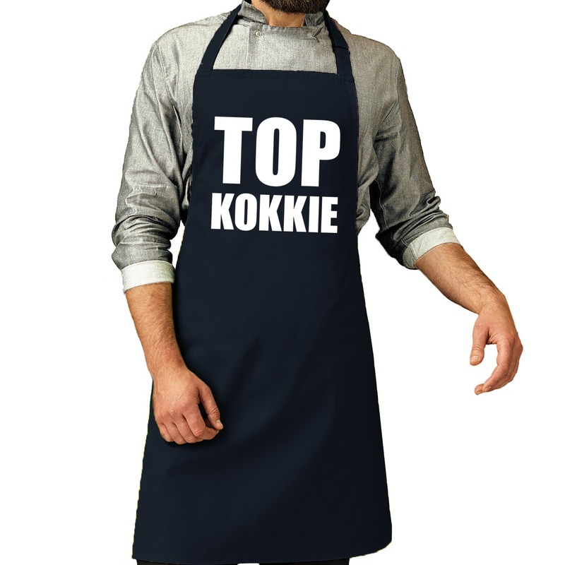 Top kokkie barbeque schort-keukenschort navy voor heren