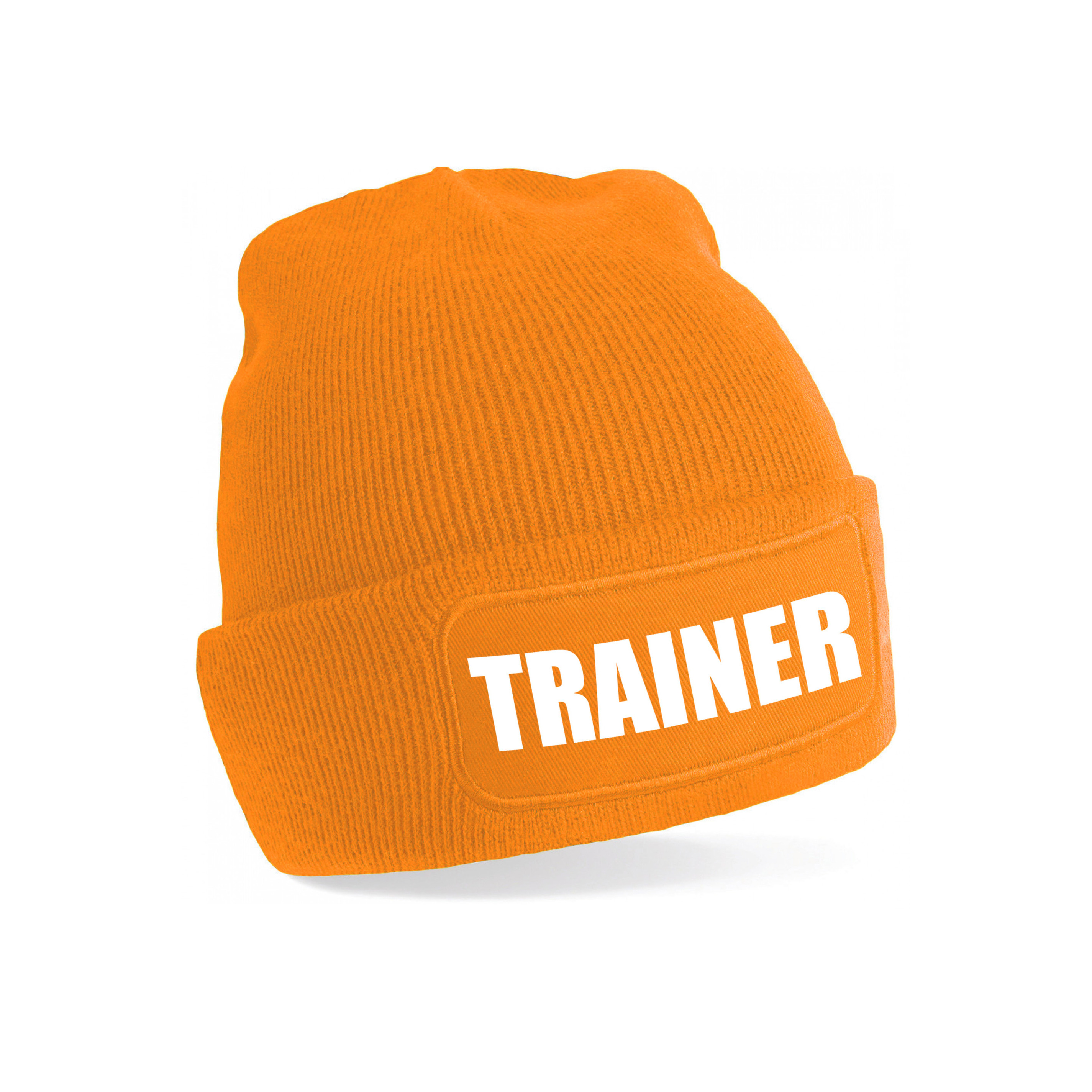 Trainer muts voor volwassenen oranje trainer wintermuts beanie one size unisex