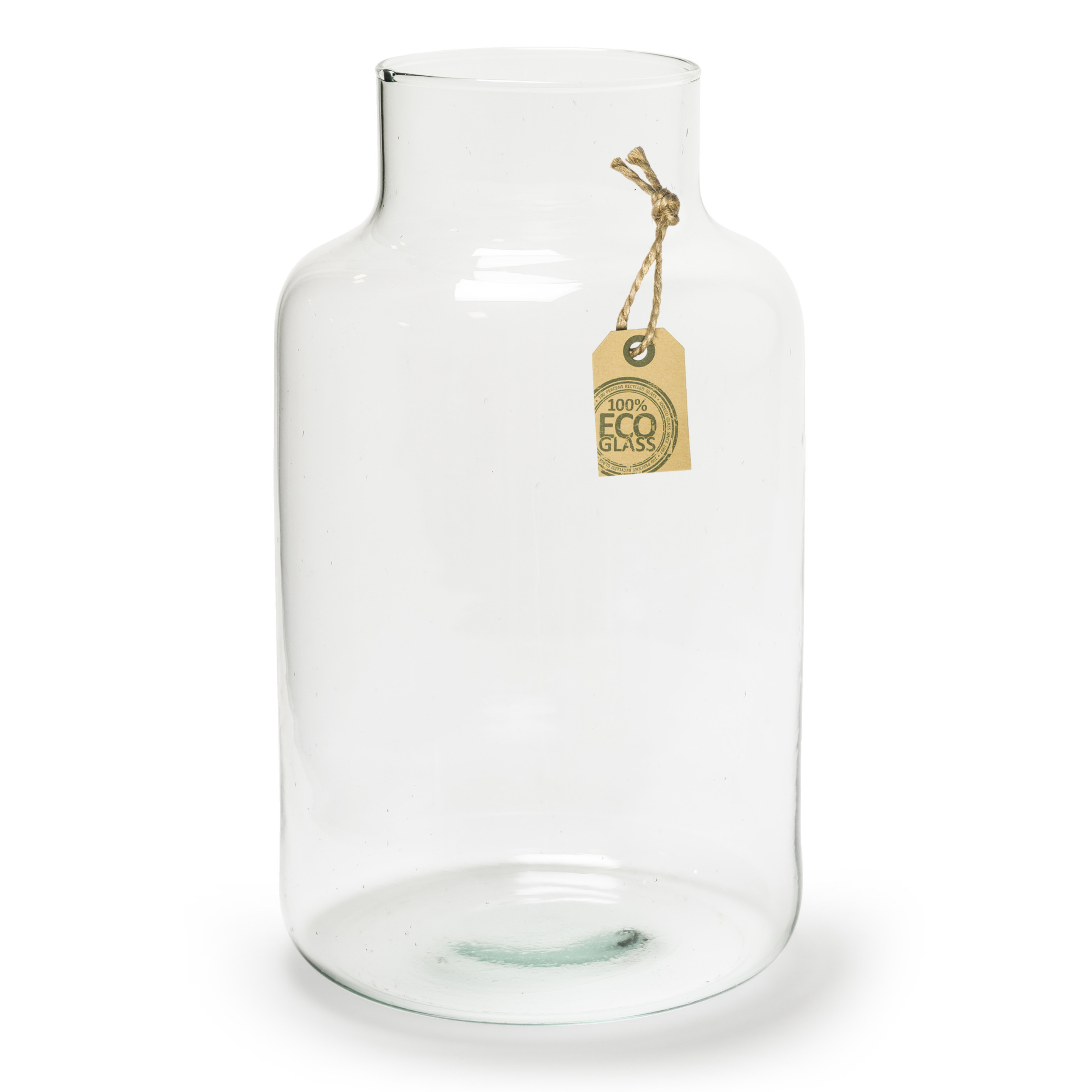 Transparante Eco melkbus vaas-vazen van glas 25 x 14.5 cm