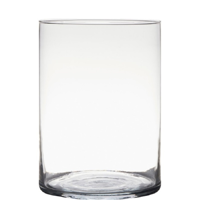 Transparante home-basics cilinder vorm vaas-vazen van glas 25 x 18 cm