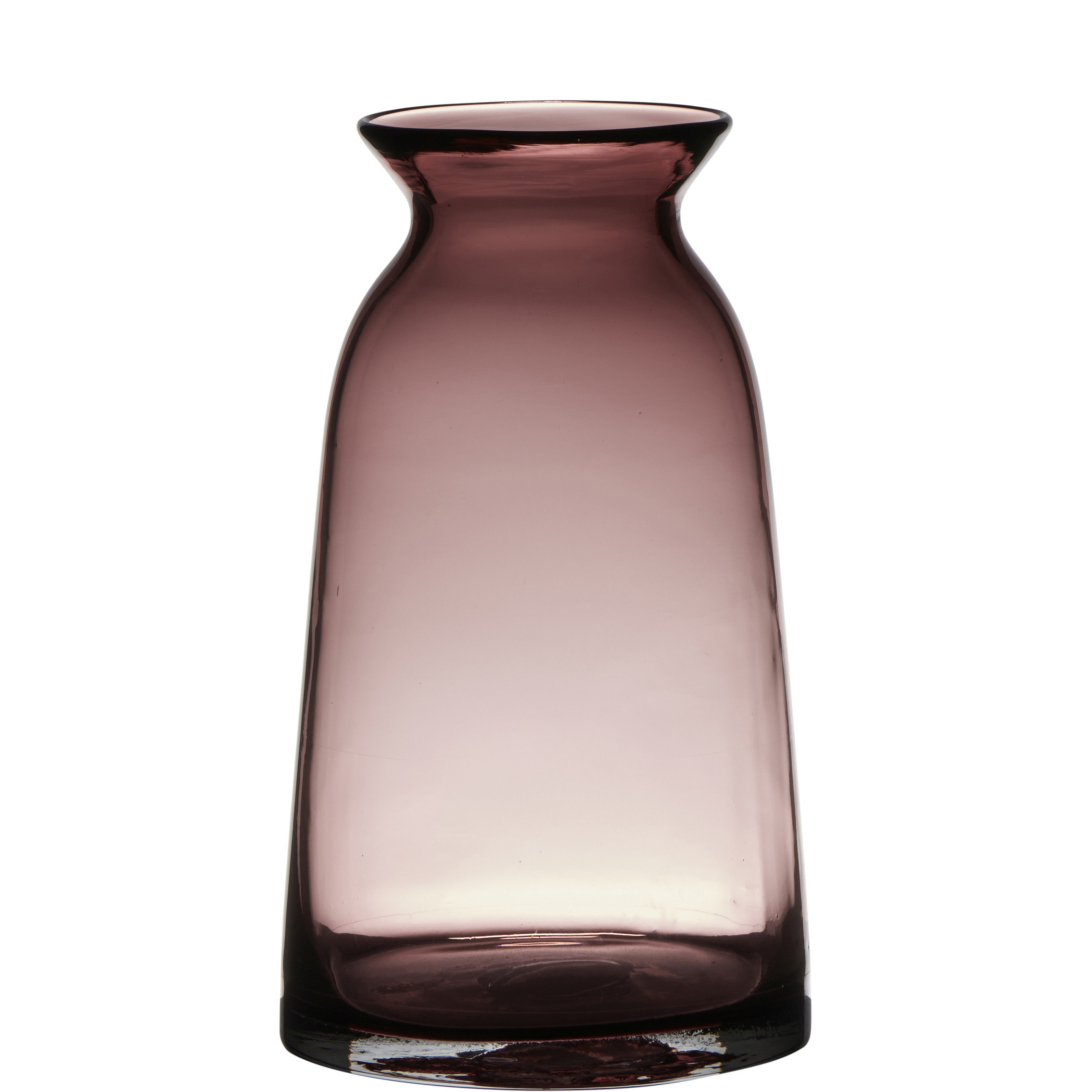 Transparante home-basics paars-roze glazen vaas-vazen 23.5 x 12.5 cm