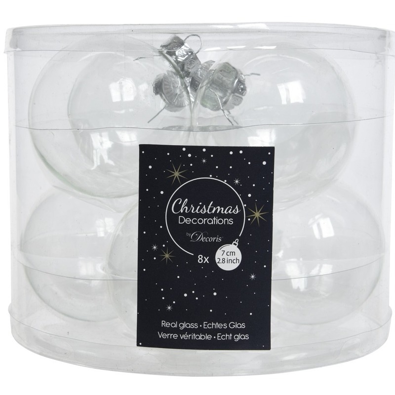 Transparante kerstversiering kerstballen glas 7 cm 16 stuks