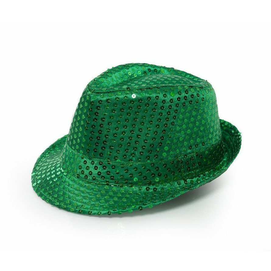Trilby hoed met pailletten groen glitter