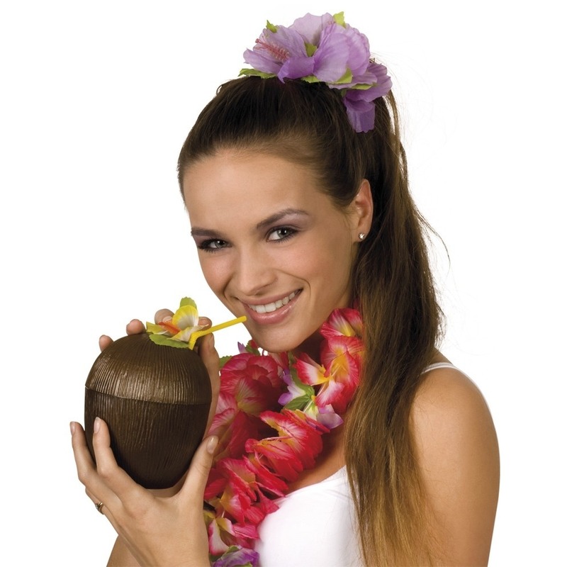 Tropisch thema kokosnoot cocktail beker 400 cm