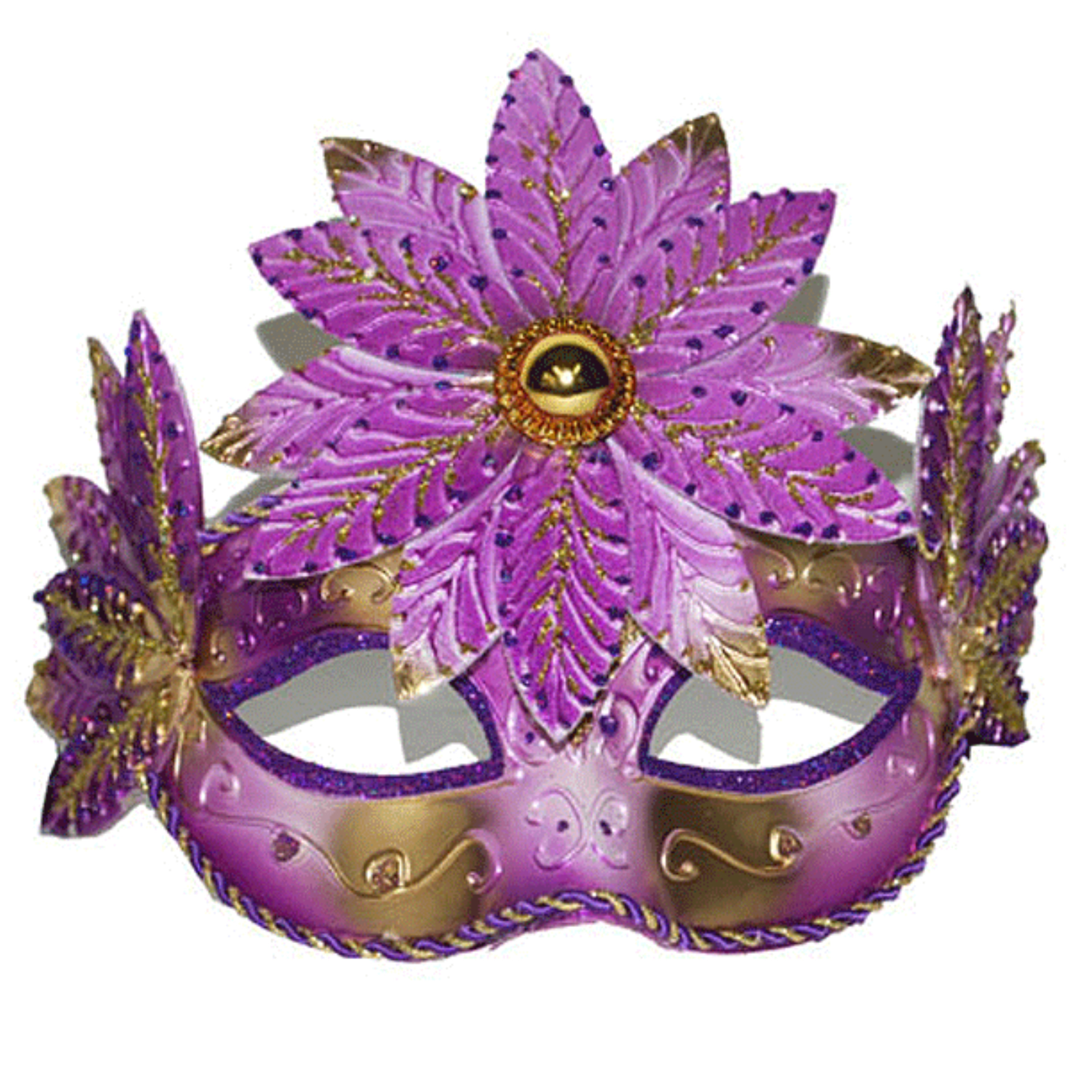 Venetiaans oogmasker roze-goud met bloem