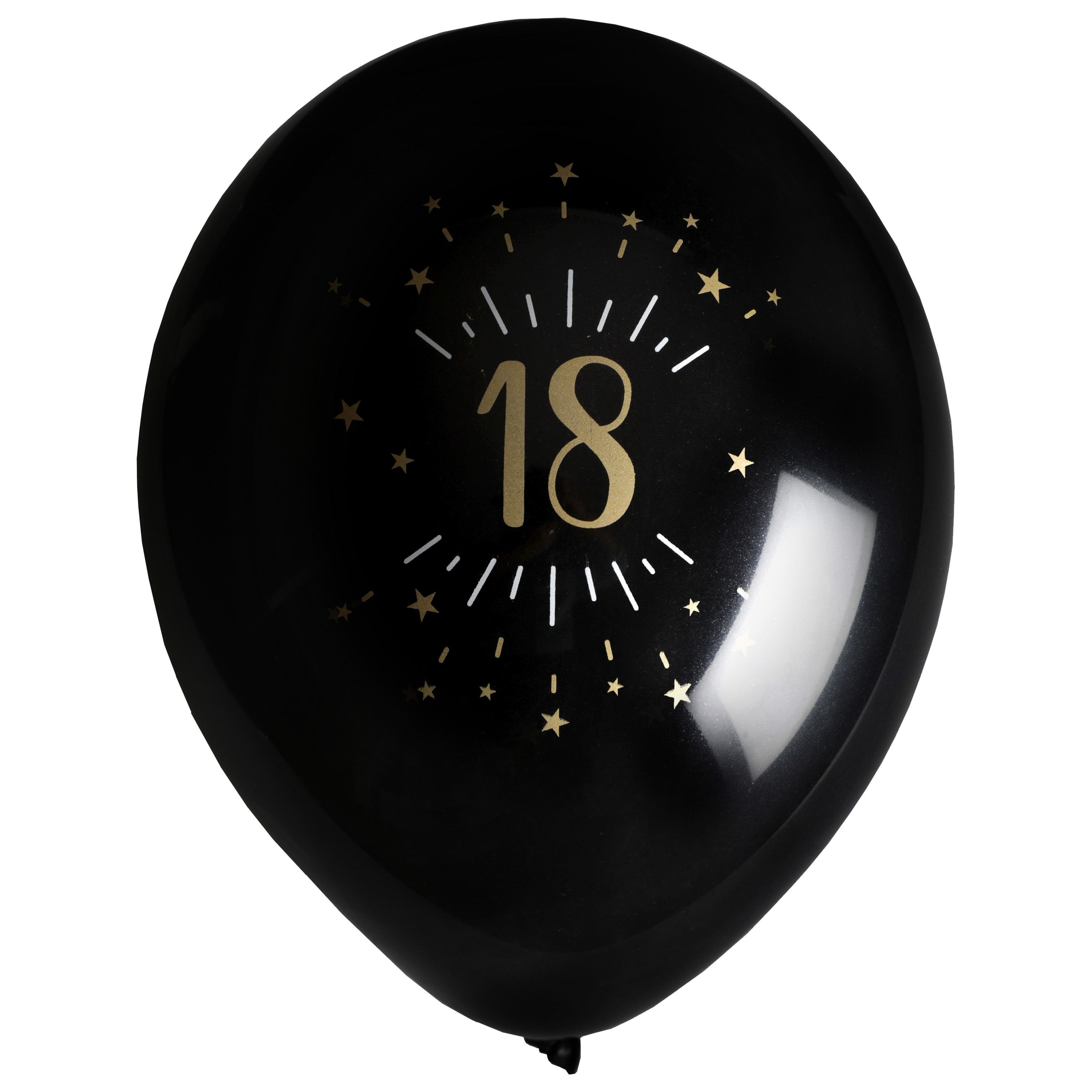 Verjaardag leeftijd ballonnen 18 jaar 8x zwart-goud 23 cm Feestartikelen-versieringen
