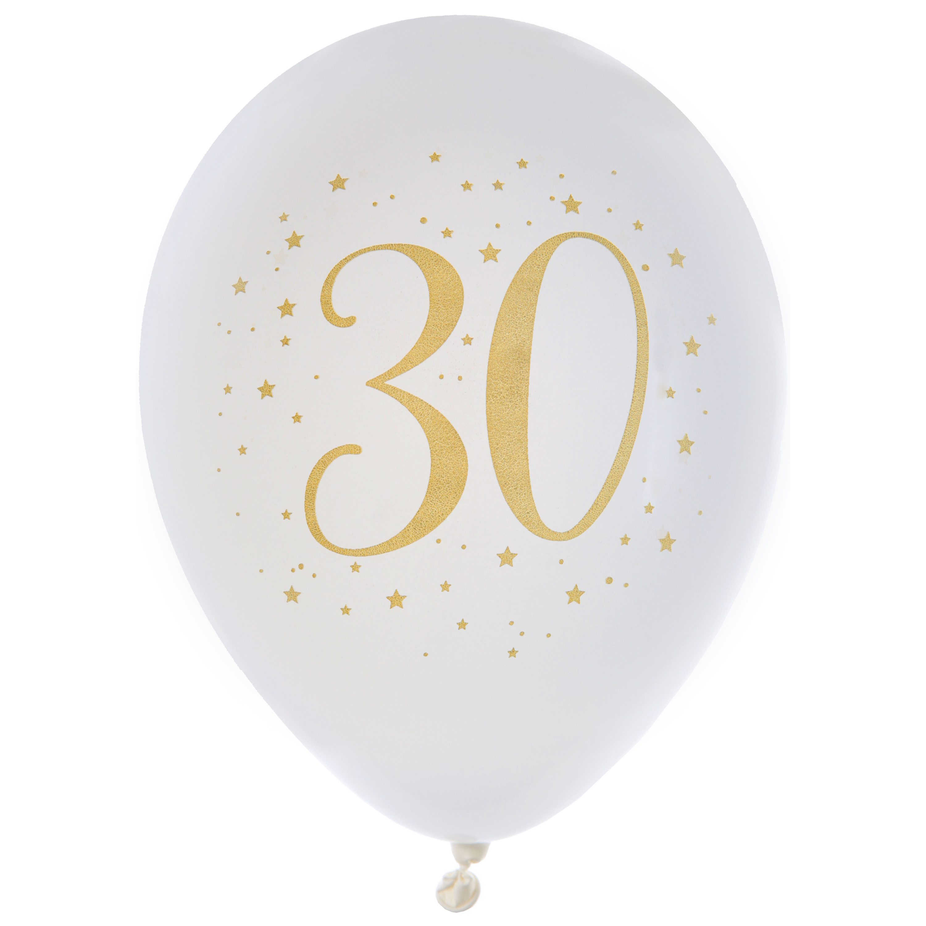 Verjaardag leeftijd ballonnen 30 jaar 8x wit-goud 23 cm Feestartikelen-versieringen