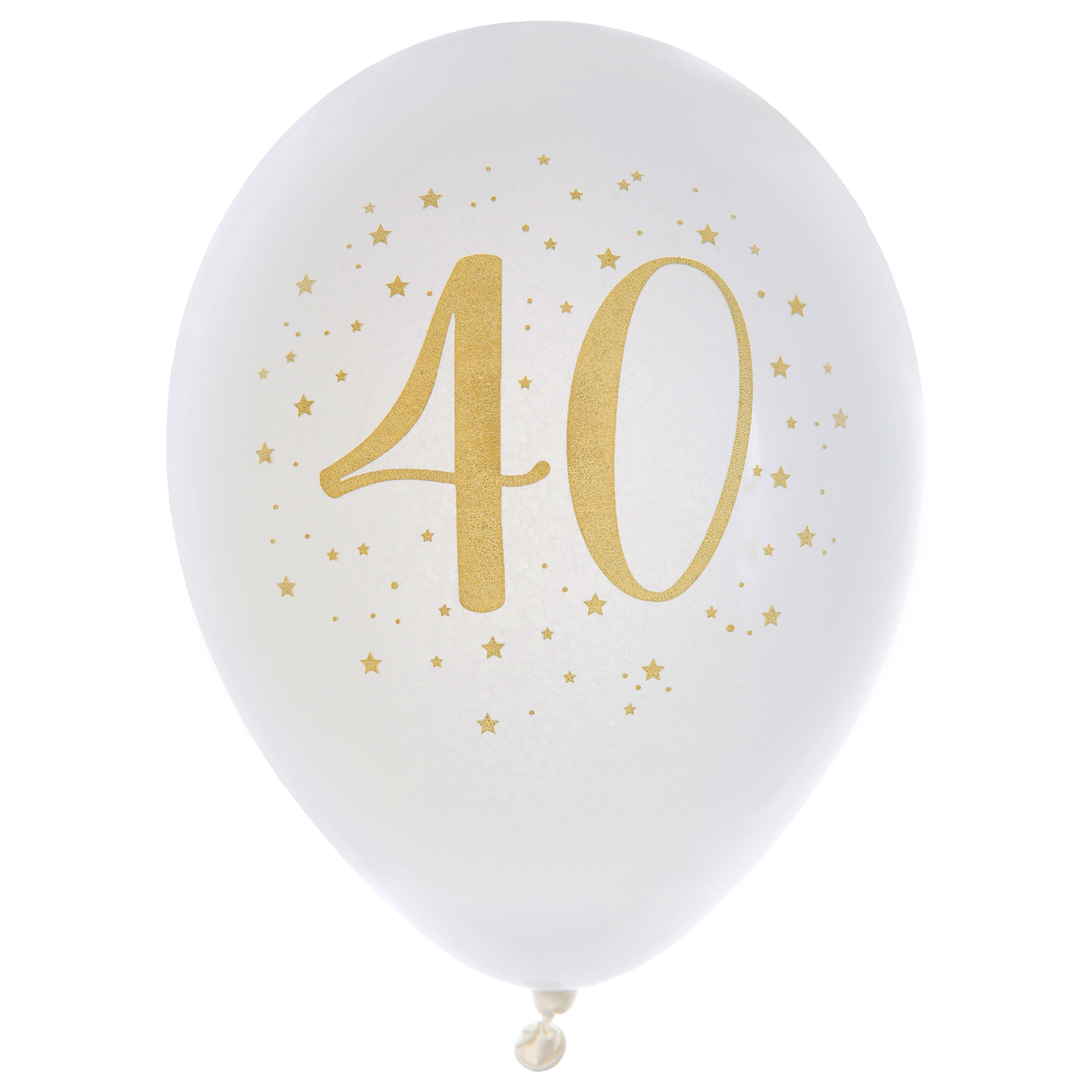 Verjaardag leeftijd ballonnen 40 jaar 8x wit-goud 23 cm Feestartikelen-versieringen