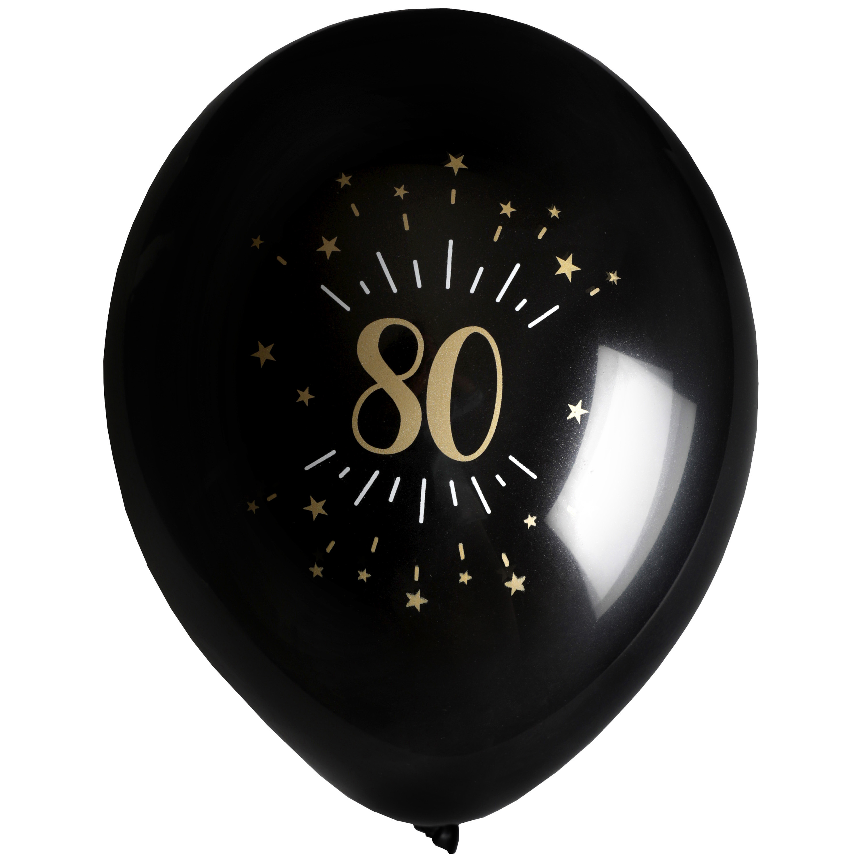 Verjaardag leeftijd ballonnen 80 jaar 8x zwart-goud 23 cm Feestartikelen-versieringen