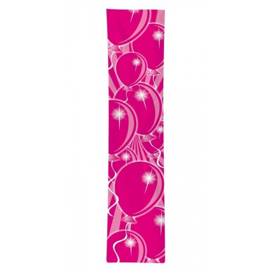 Verjaardags banner ballon roze