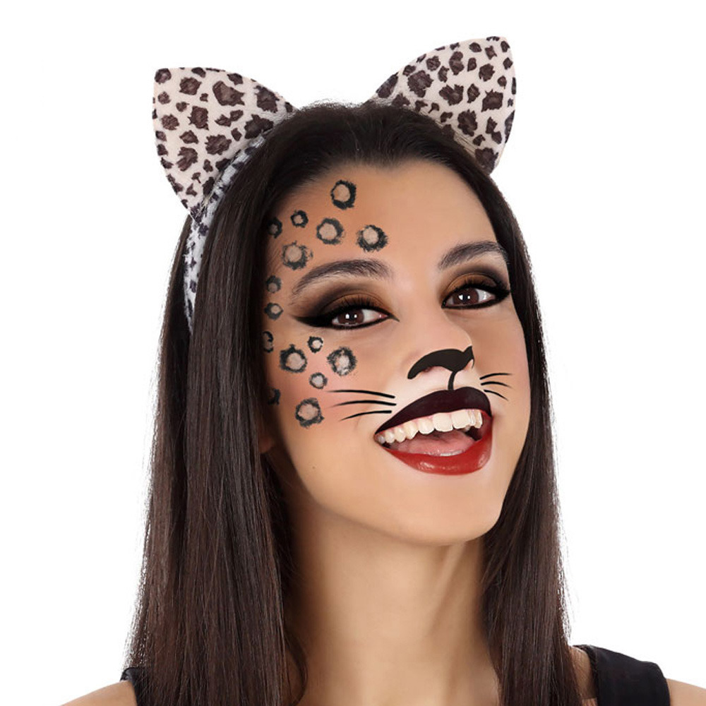 Verkleed diadeem luipaard-panter-katten oren-oortjes meisjes-dames Carnaval