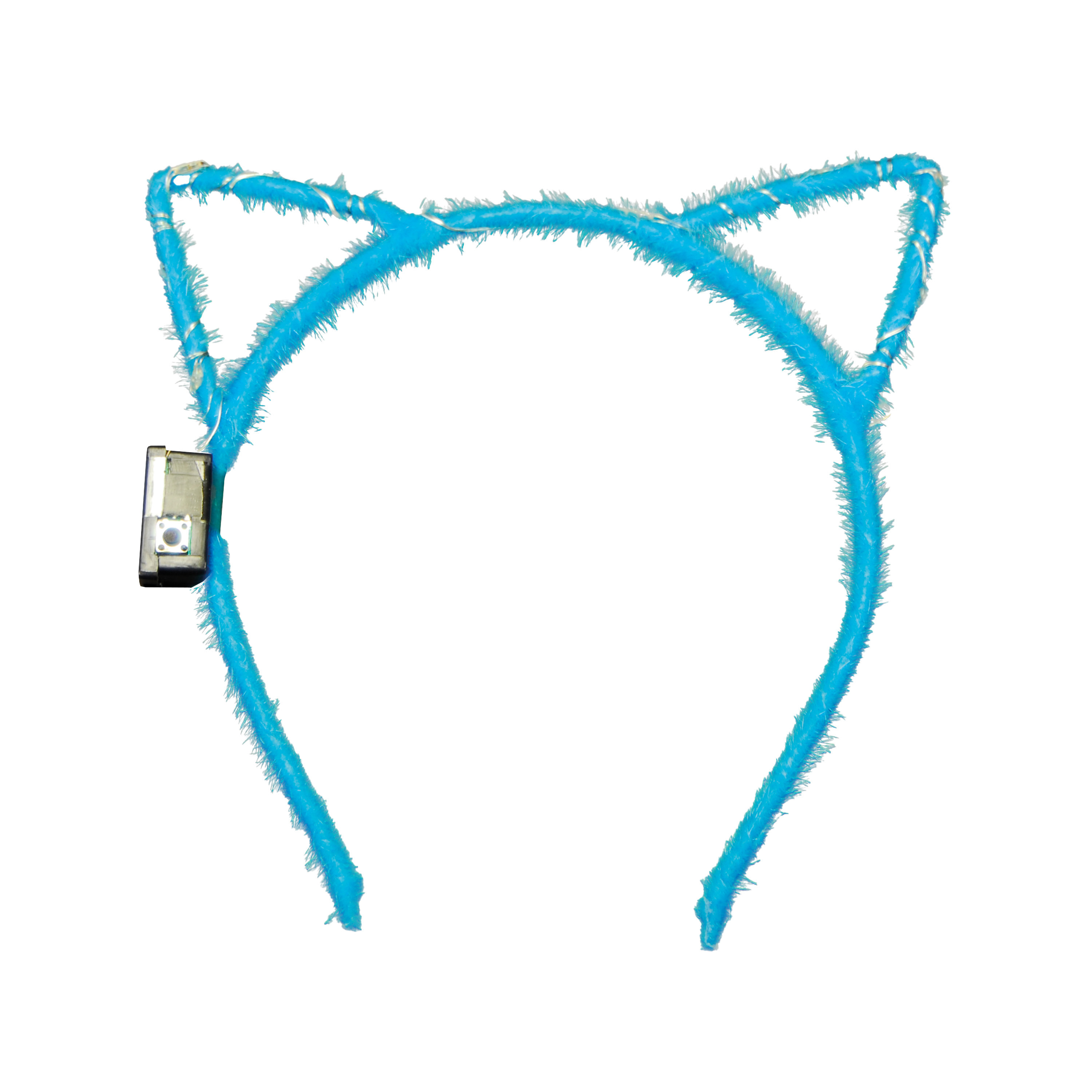 Verkleed-feest diadeem katten-poezen oren-oortjes blauw LED licht carnaval