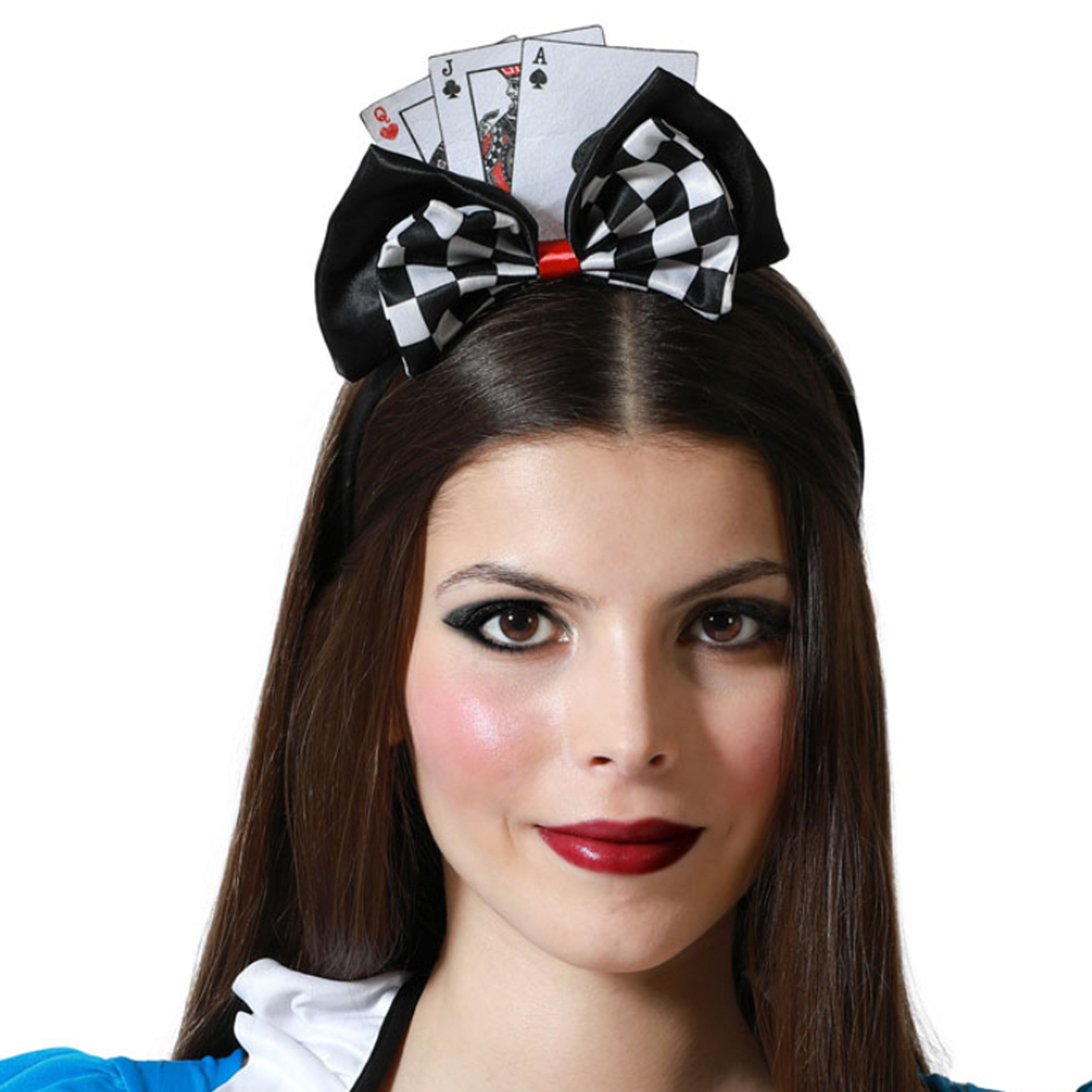 Verkleed haarband diadeem Casino thema zwart-wit meisjes-dames met speelkaarten