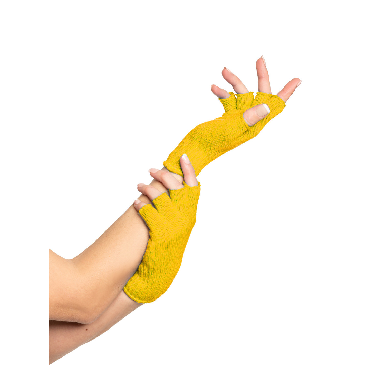 Verkleed handschoenen vingerloos geel one size voor volwassenen