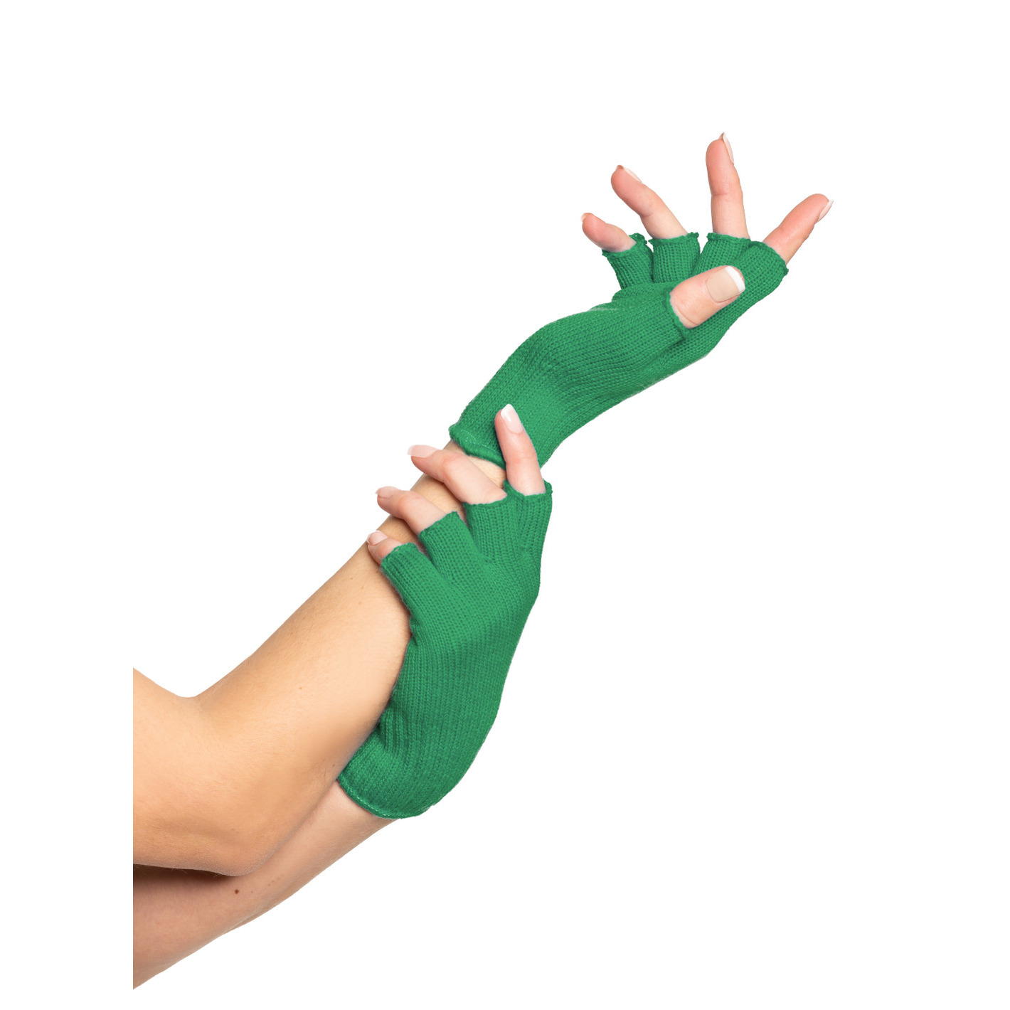 Verkleed handschoenen vingerloos groen one size voor volwassenen