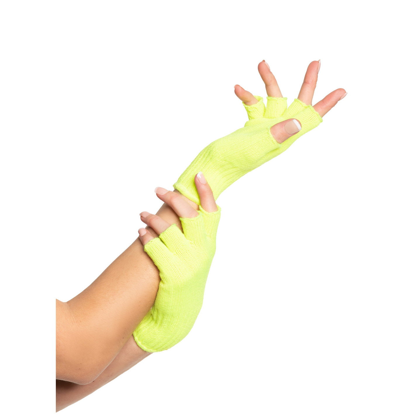 Verkleed handschoenen vingerloos licht geel one size voor volwassenen