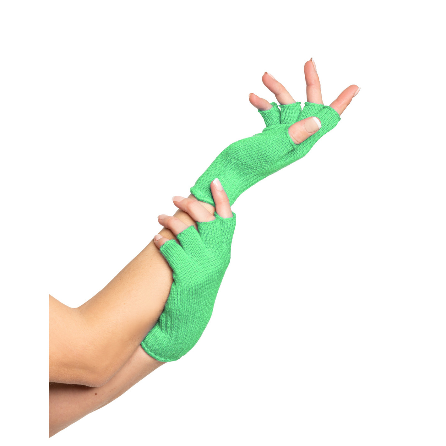 Verkleed handschoenen vingerloos licht groen one size voor volwassenen