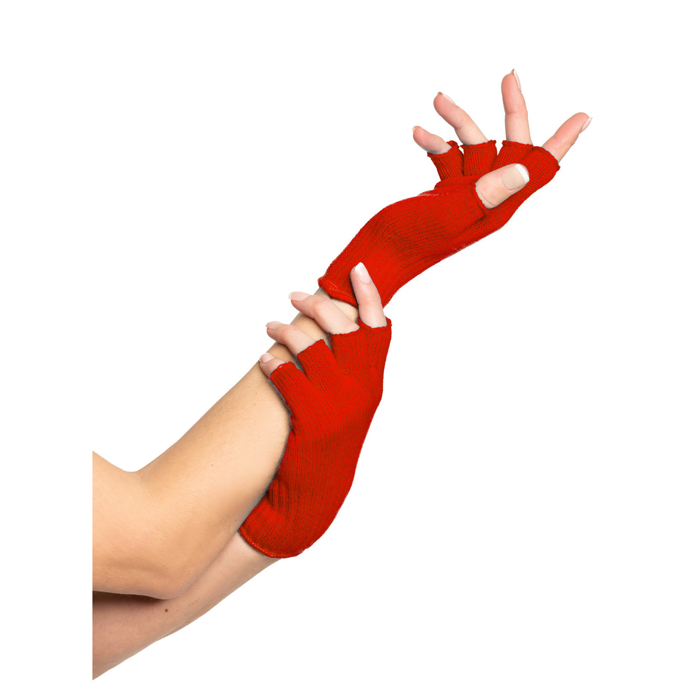 Verkleed handschoenen vingerloos rood one size voor volwassenen