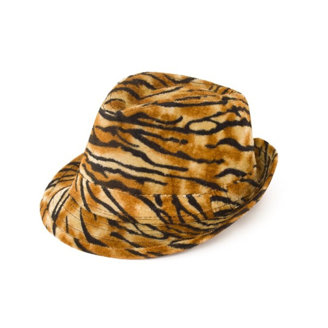 Verkleed hoedje Party Kojak hoed met tijgerprint bruin mix volwassenen Carnaval-pimp-festival-