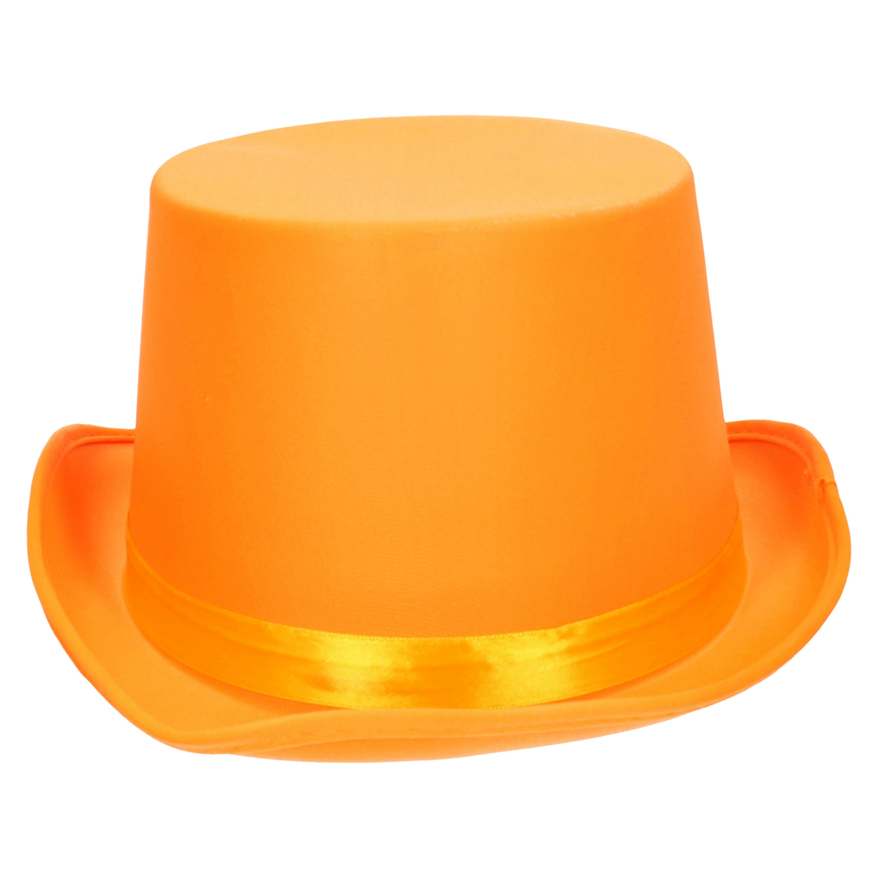 Verkleed hoge hoed oranje voor volwassenen carnaval kleuren thema accessoires