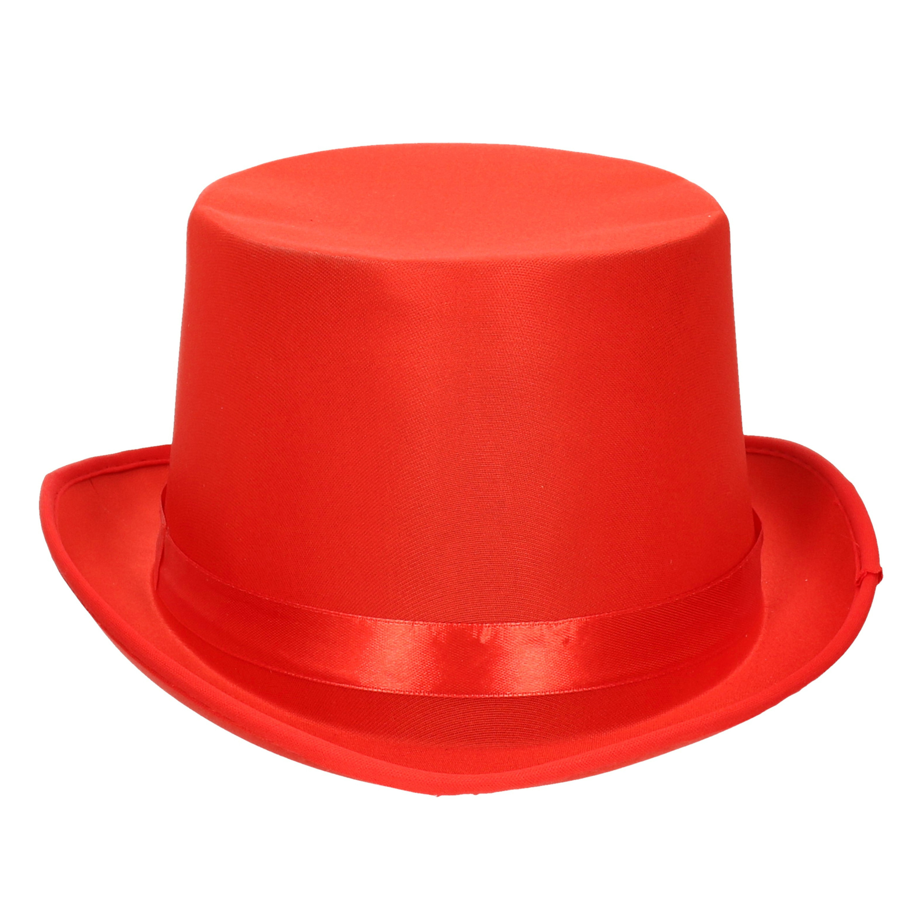 Verkleed hoge hoed rood voor volwassenen carnaval kleuren thema accessoires