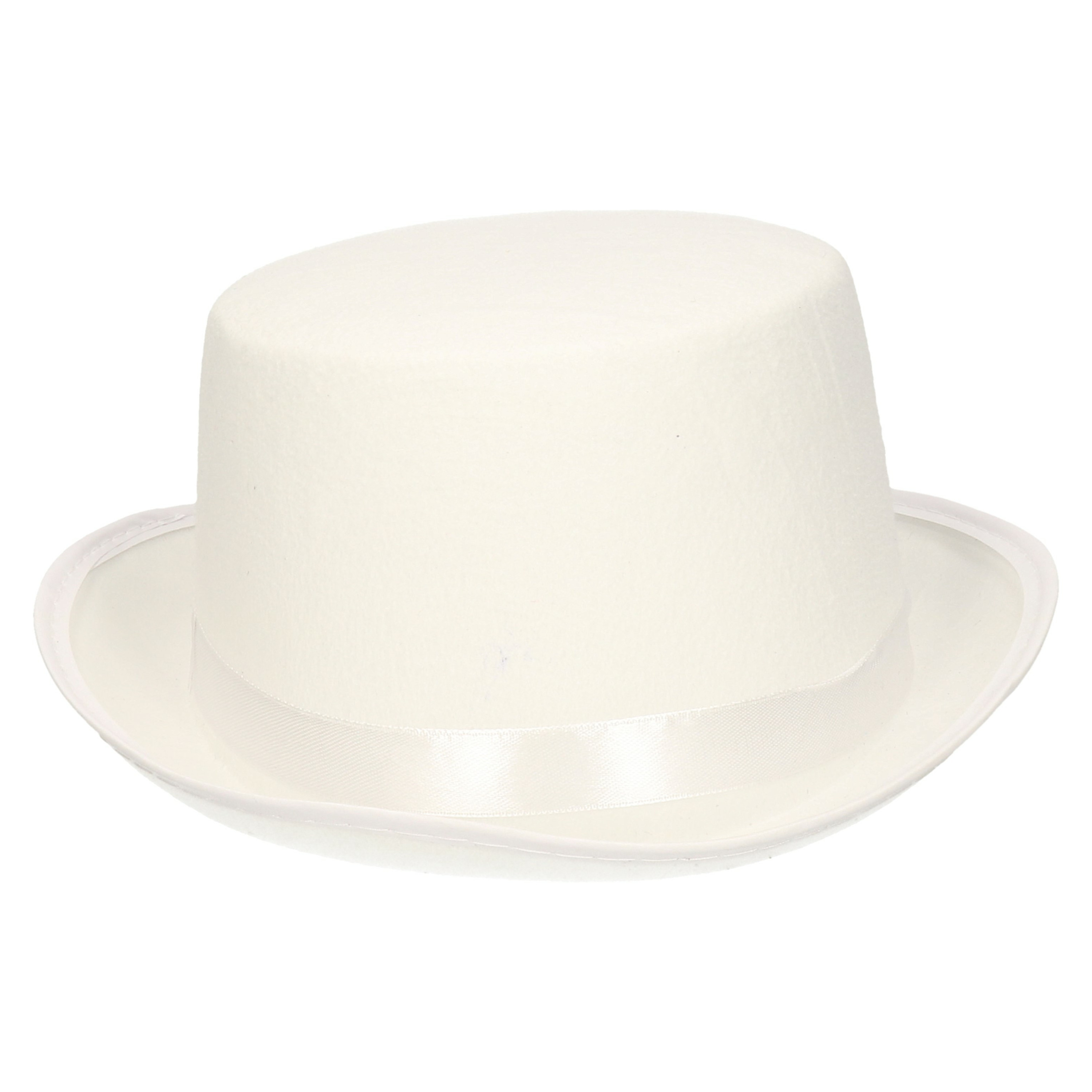 Verkleed hoge hoed wit voor volwassenen carnaval kleuren thema accessoires