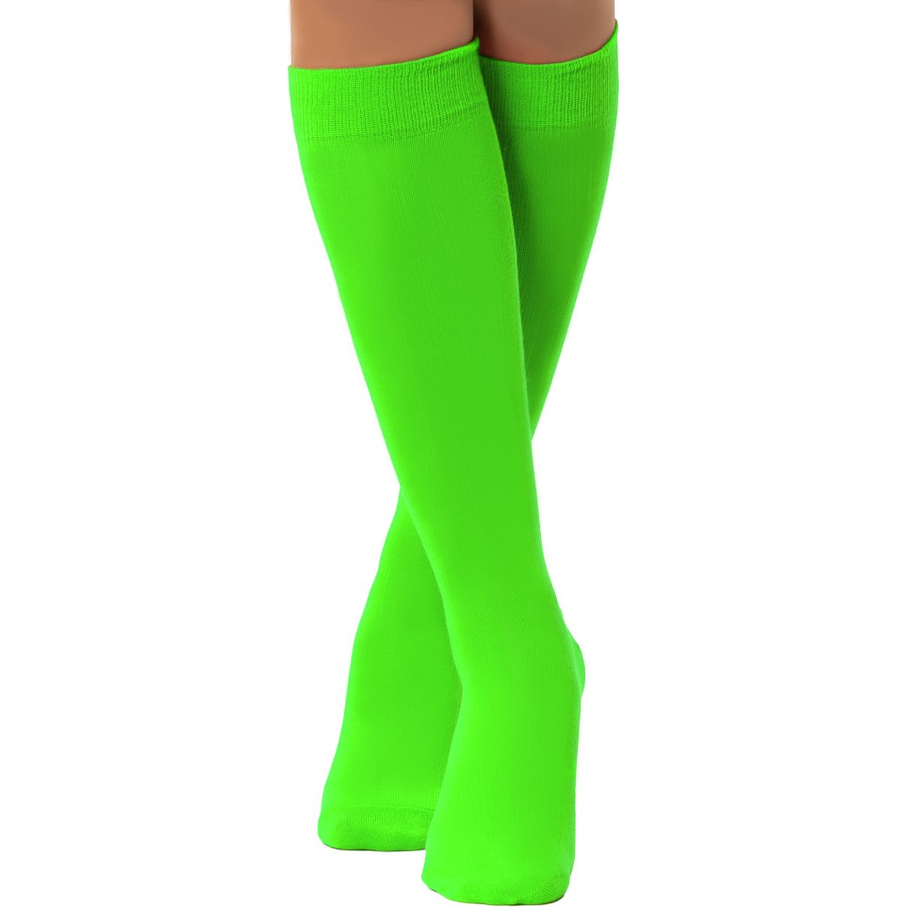 Verkleed kniesokken-kousen neon groen- one size voor dames