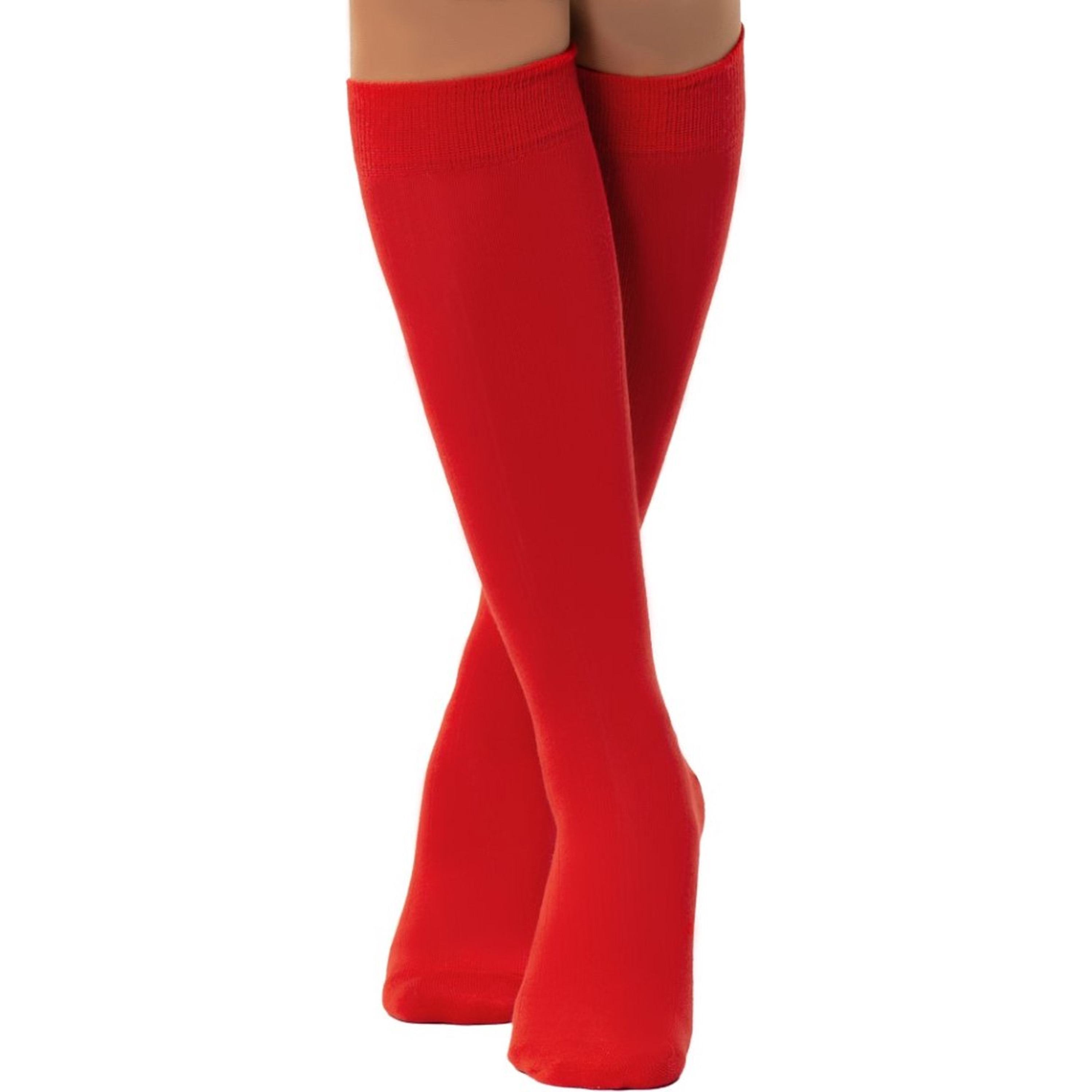 Verkleed kniesokken-kousen rood one size voor dames