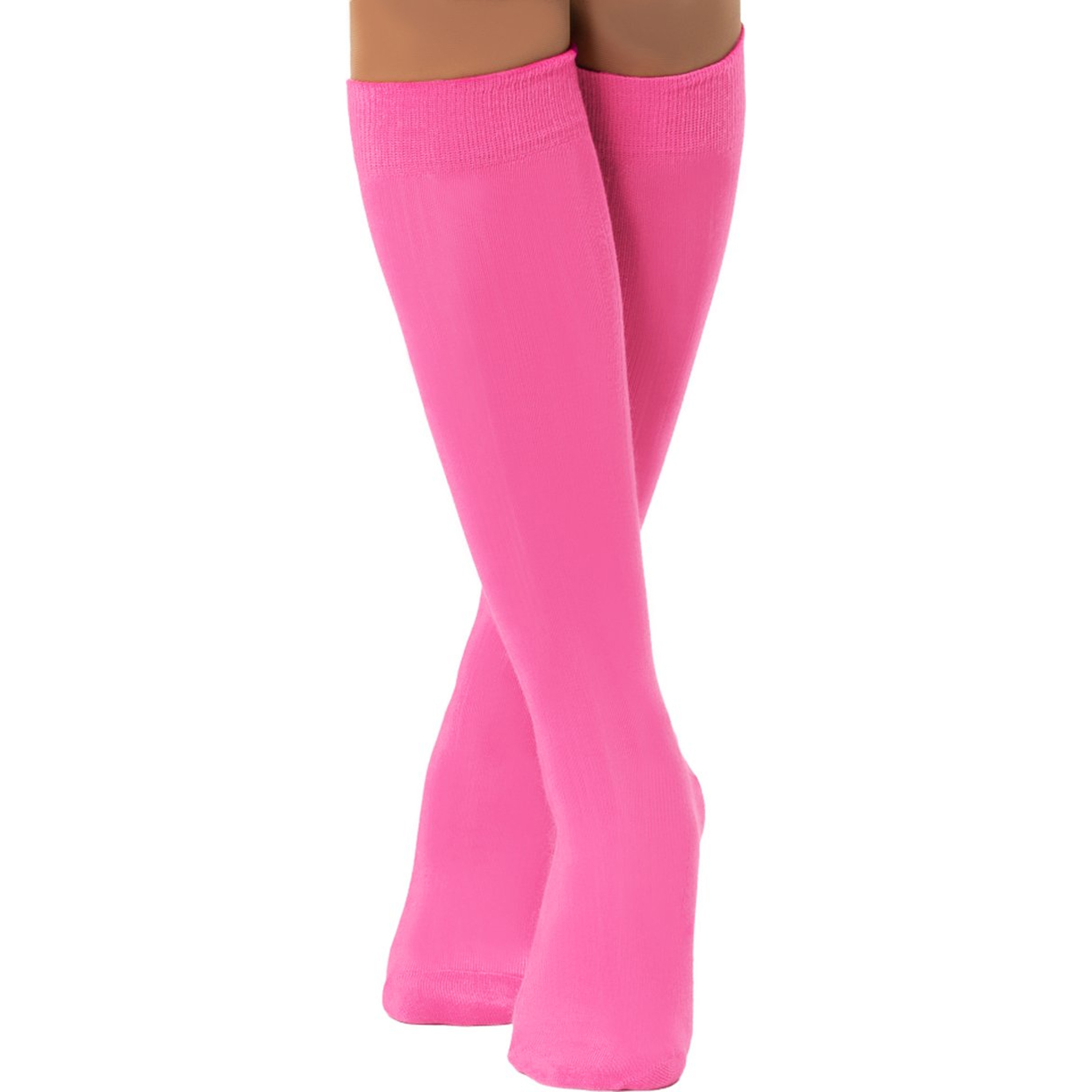 Verkleed kniesokken-kousen roze one size voor dames