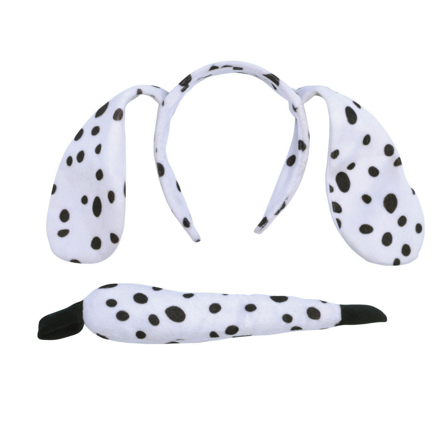 Verkleed set dalmatier oortjes-staart wit-zwart voor kinderen
