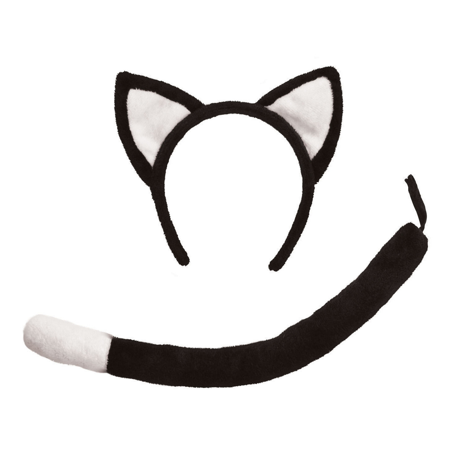 Verkleed set kat-poes oortjes-staart zwart voor kinderen