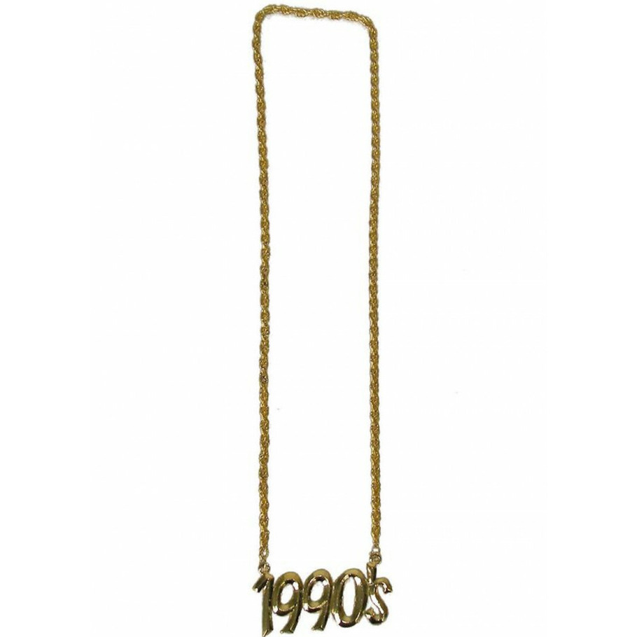 Verkleed sieraden ketting thema Nineties-jaren 90 feestartikelen goudkleurig