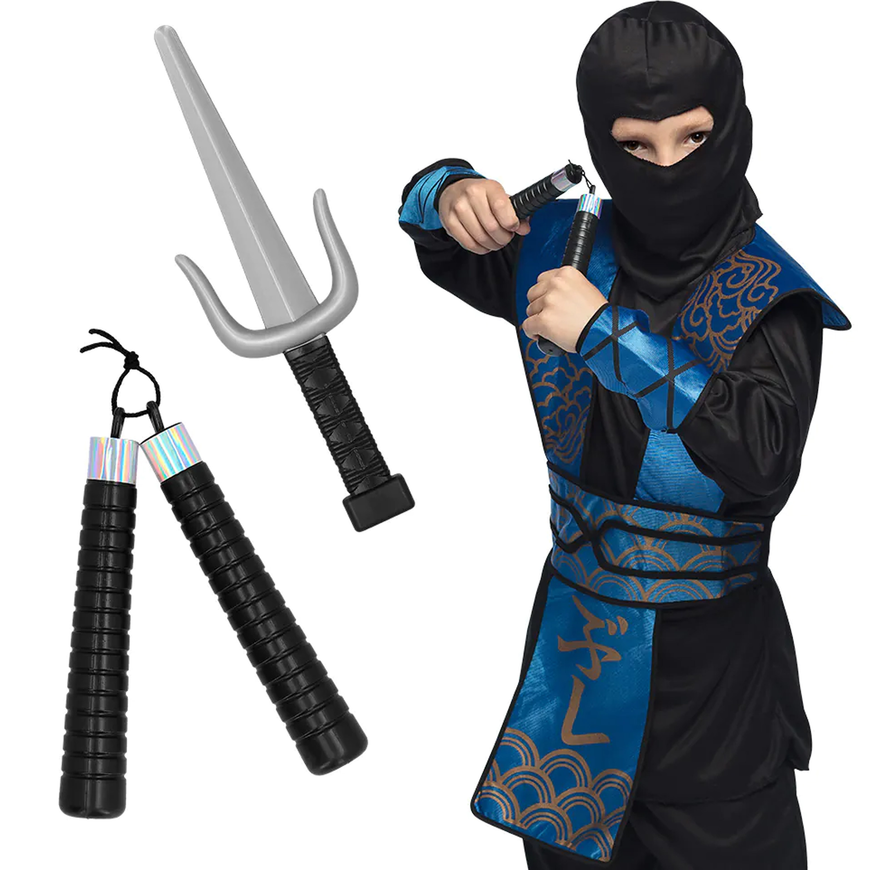 Verkleed speelgoed Ninja uitrusting wapens set 2 stuks kunststof voor kinderen-volwassenen
