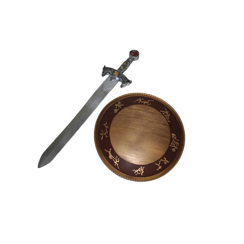 Verkleed speelgoed wapens set Middeleeuws-ridder-vikingen zwaard 58 cm en schild 32 cm