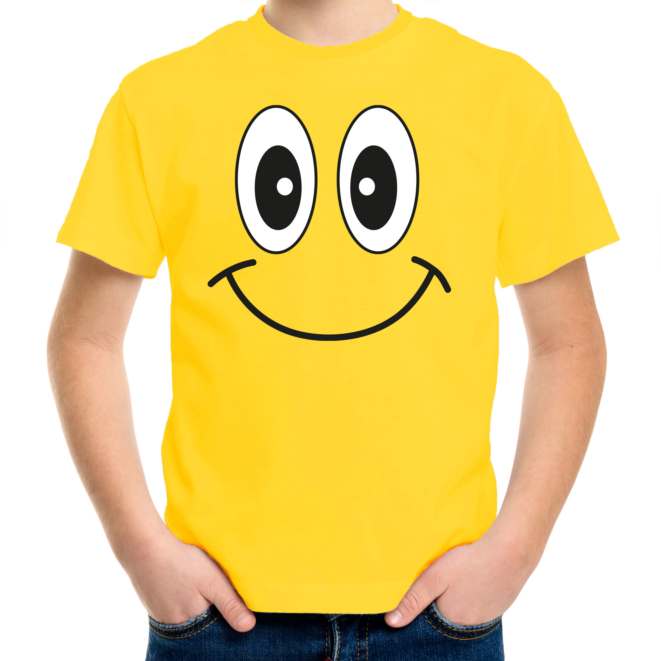 Verkleed t-shirt voor kinderen-jongens smiley geel feestkleding