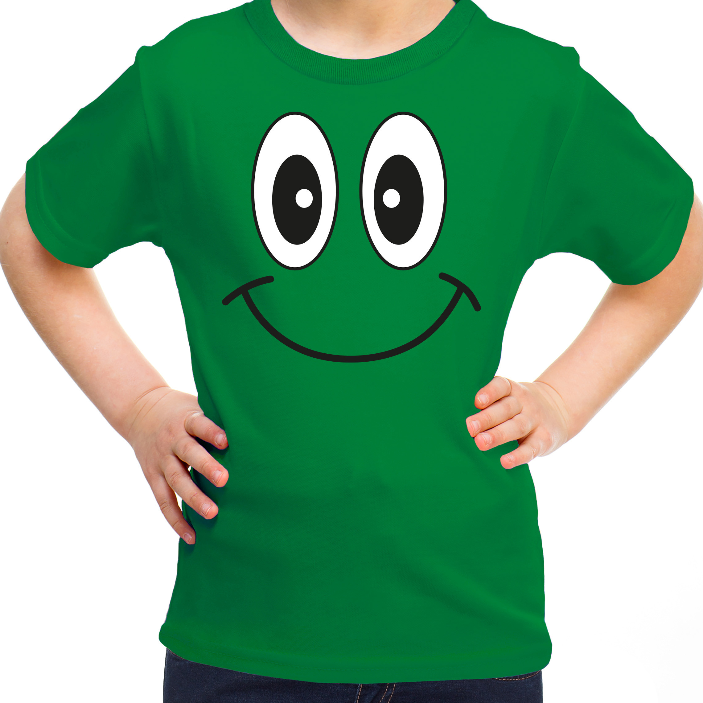 Verkleed t-shirt voor kinderen-meisje smiley groen feestkleding